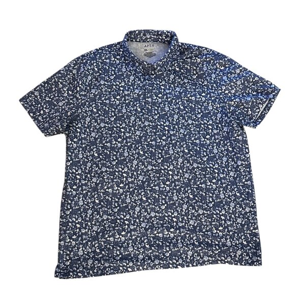 2XLT Men's APT. 9 Vintage White & Blue Floral Hawaiian Polo Excellent - Picture 4 of 7